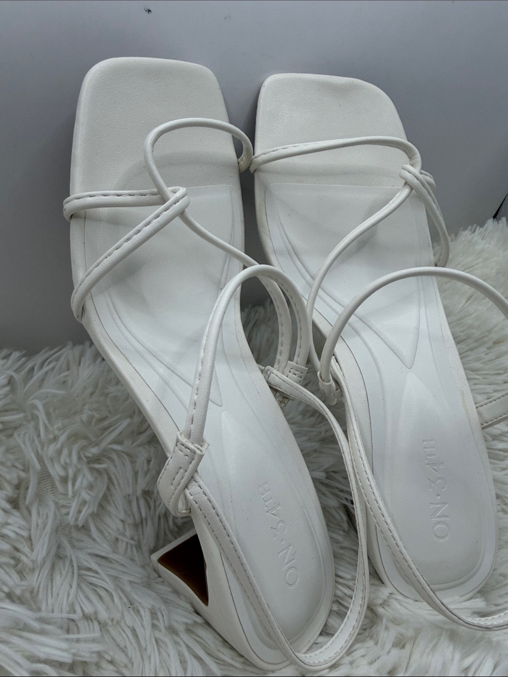 On 34th white Cloverr Strappy Block-Heel Sandals
